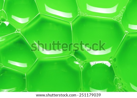 Green liquid with bubbles and reflections