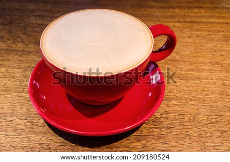 red coffee mug on a red plate