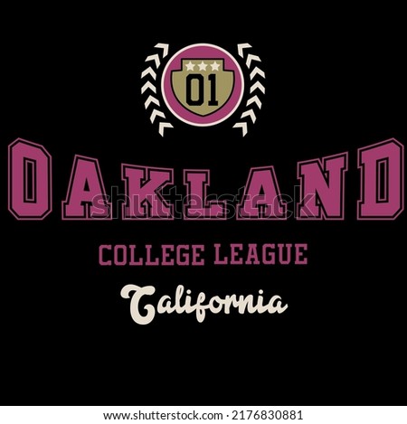 oakland college league slogan vector design city emblem varsity california united states