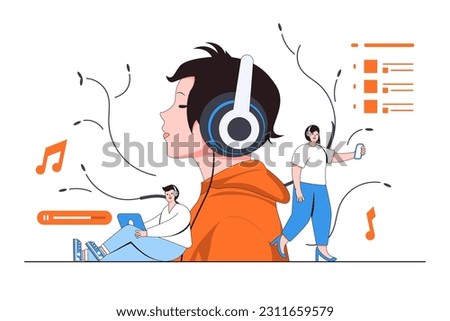 Digital Music Streaming Concept with Person Listening to Music on an Online Platform and Creating Playlists.