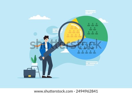 Categorizing based on behavior, targeted marketing strategies, market segmentation concept vector illustration. Business analyst dividing customer base into segments