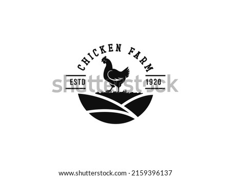 Minimalist and Simple Chicken Farm Logo. For business template illustration. Chicken mascot logo vector, Illustration of chicken.