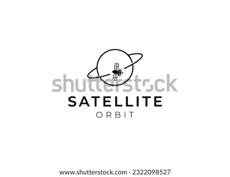 Satellite logo template. Communication technology logo concept for satellite