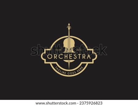 Violin viola orchestra logo design.