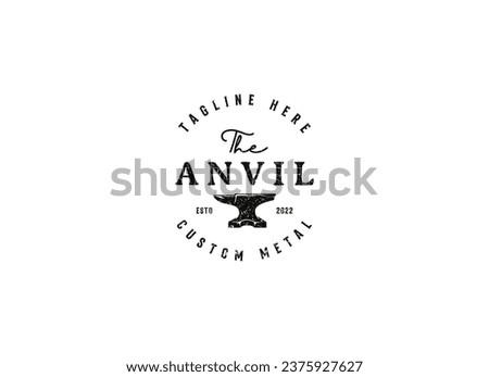 Retro anvil industrial logo. Vintage anvil ironwork logo design. 