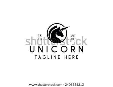 Black Silhouette of unicorn logo design. Unicorn Logo