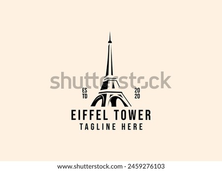 Eiffel tower in paris logo design. Paris and eiffel tower logo