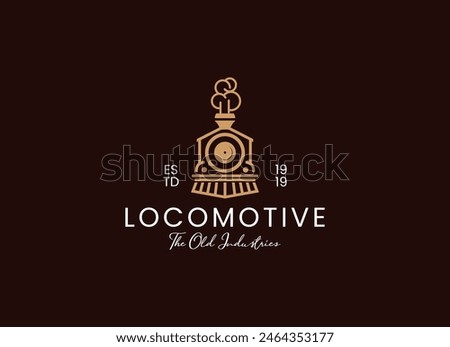 Simple vintage old locomotive train logo design template illustration.