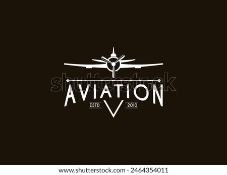 Light aircraft airline logo design rounded emblem mountain element