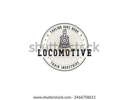 Simple vintage old locomotive train logo design template illustration