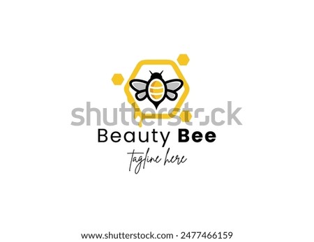 Colorful beauty bee logo design, cute bee logo design illustration