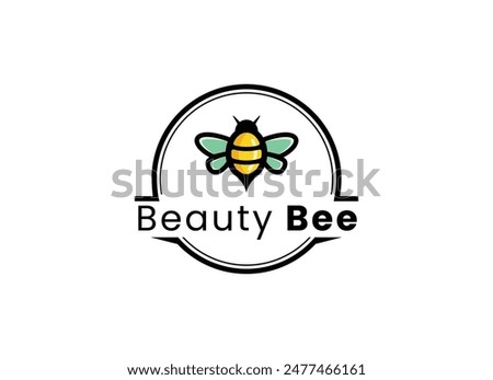 Colorful beauty bee logo design, cute bee logo design illustration