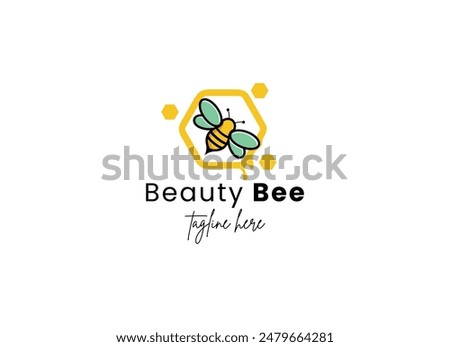 Colorful beauty bee logo design, cute bee logo design illustration