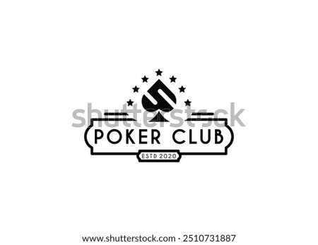 Poker club logo design vector. The king of poker club logo design