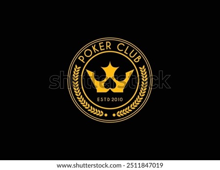 Poker club logo design vector illustration. The king of poker club logo design