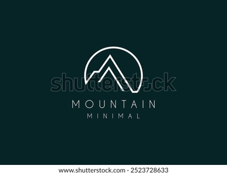 Minimalist mountain logo design. Premium Vector