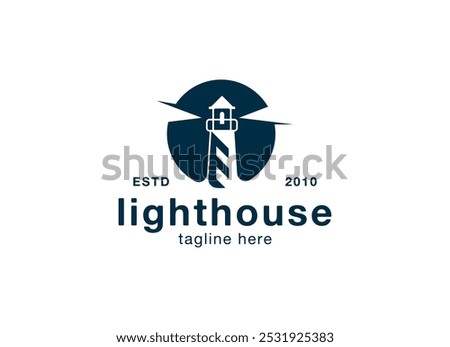 Lighthouse logo design vector illustration. Lighthouse harbor logo design