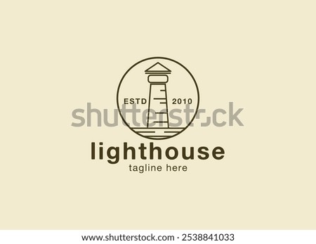 Lighthouse logo design vector illustration. Lighthouse harbor logo design vector illustration