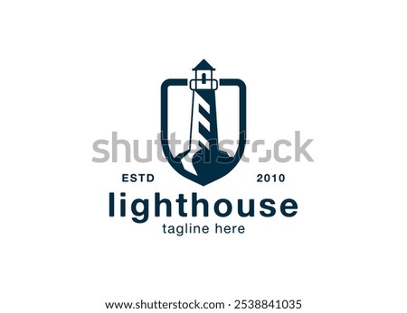 Lighthouse logo design vector illustration. Lighthouse harbor logo design vector illustration