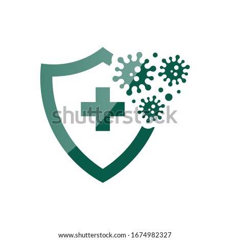 Coronavirus 2019-nCoV Bacteria Icon. Bacteria Protection logo vector. Coronavirus outbreak Stop virus. Isolated vector icon of virus on blue background for poster, banner, flyer. Stock foto © 