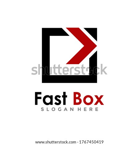Fast Box Logo Vector. Speed Moving Box Logotype. Delivery and logistic logo design concept.