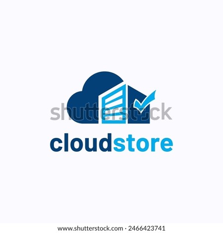 Cloud store logo design template. Technology-based storage space concept.