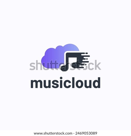 Modern music cloud logo design template. Music app symbol vector illustration.