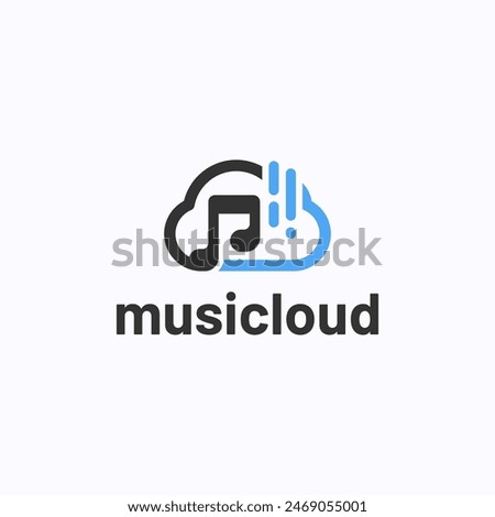 Music cloud logo design template. Music app symbol vector illustration.