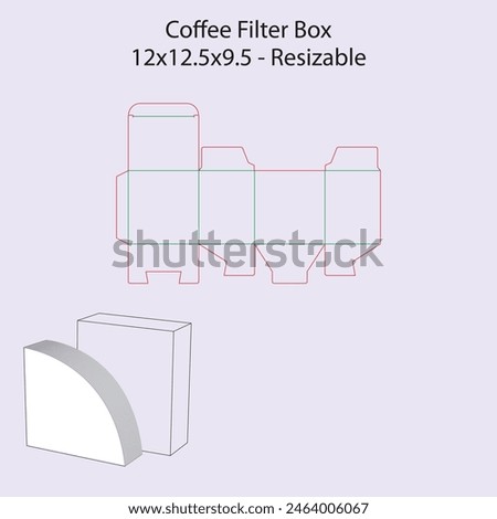 coffee filter paper snap lock Box -  packaging - Template - die cut