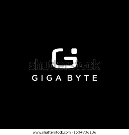 clean initial G letter logo with pixel digital concept design