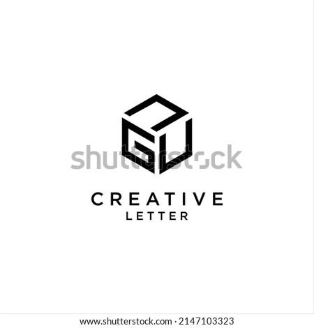 abstract letter GNU logo design. geometric 