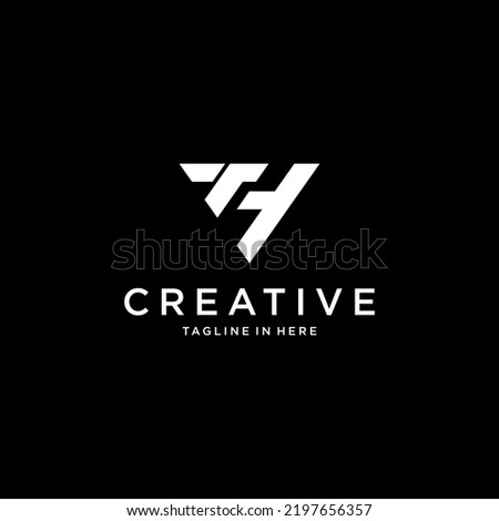 creative letter TH logo design with geometric vector