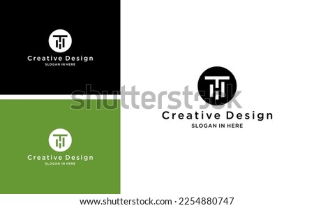 letter TH HT logo design vector with monogram abstract vector template