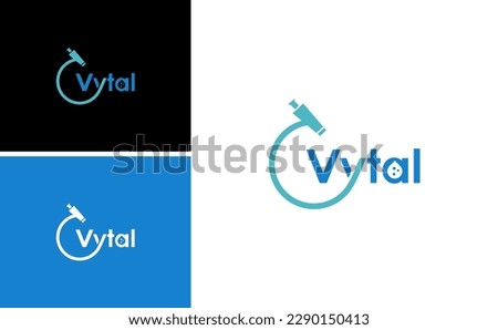 vytal letter with microscope observe logo design 