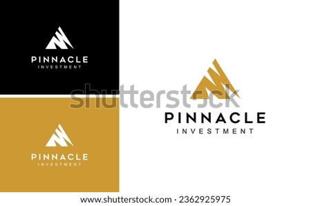 Pinnacle Mountain Investment Marketing Statistics Arrow business financial logo design
