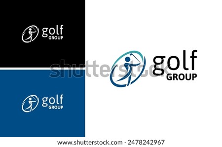 golf player is hitting the ball. golf
athlete physical group logo design vector