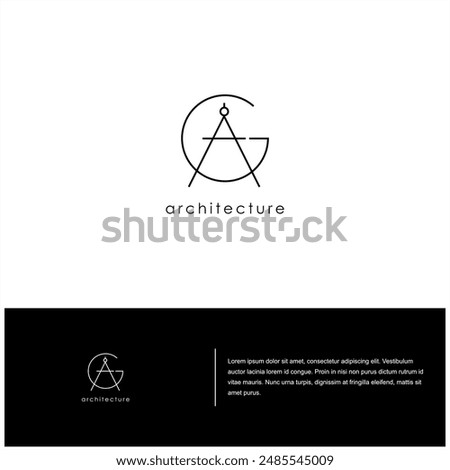 modern architect logo, initial GA or AG with pencil compass vector