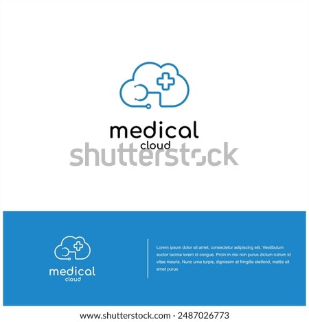 medical cloud vector technology , stethoscope doctor logo design