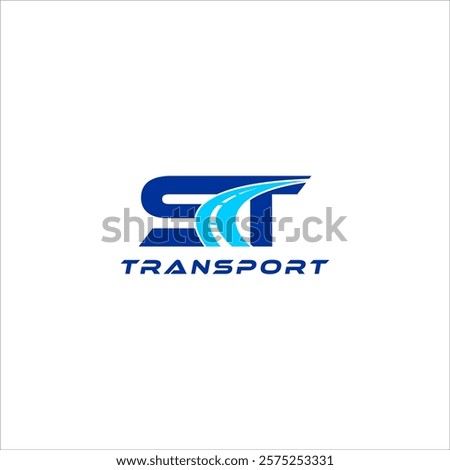 initial ST icon logo with road way. delivery expedition trucking logo design