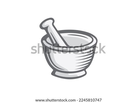 Mortar with pestle vector illustration
