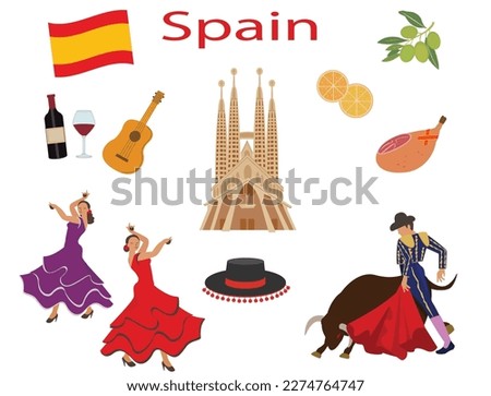 Spain icon set. Flamenco dancer and matador.