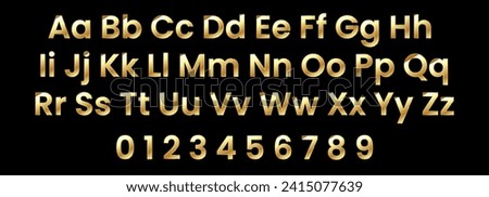 Set of gold isolated alphabet letters and numbers. Creative vector illustration of golden glossy font, gold alphabet