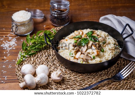 Similar – Image, Stock Photo Served chicken with mushrooms corn and greenery