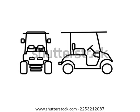 golf cart simple line icon, front and side view