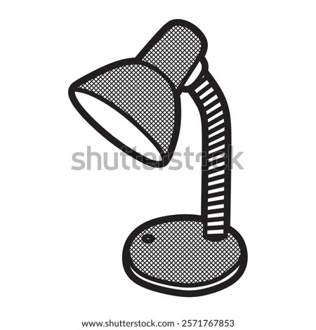 study table lamp with switch, black and white vector