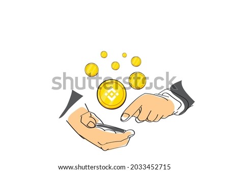 Binance's BNB Token (BNB) and crypto currency concept - hand holding golden coin - digital payment system