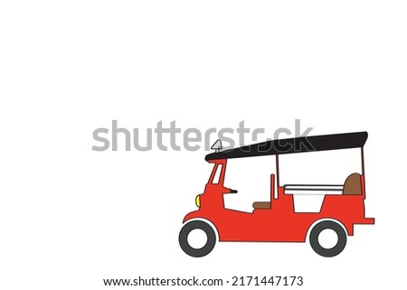 three wheeler vector illustration. Art work of a tuk-tuk electric car used for transportation mostly in  Thailand