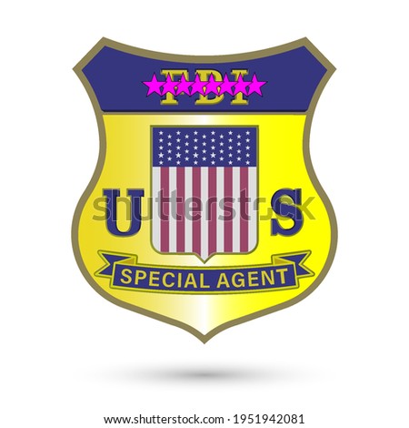 Icon frontally. Badge with shield and flag Special Agent of the FBI US. part one