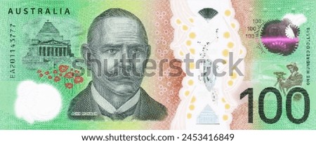 Vector obverse high polygonal pixel mosaic banknote of Australia. Front side. Denominations of bill 100 dollars 2020. Game money of flyer.