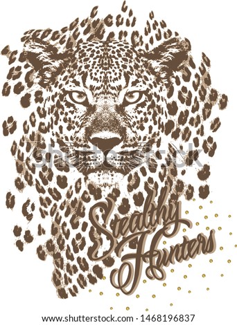 
lion head t shirt print design,
big cat in leopard pattern 